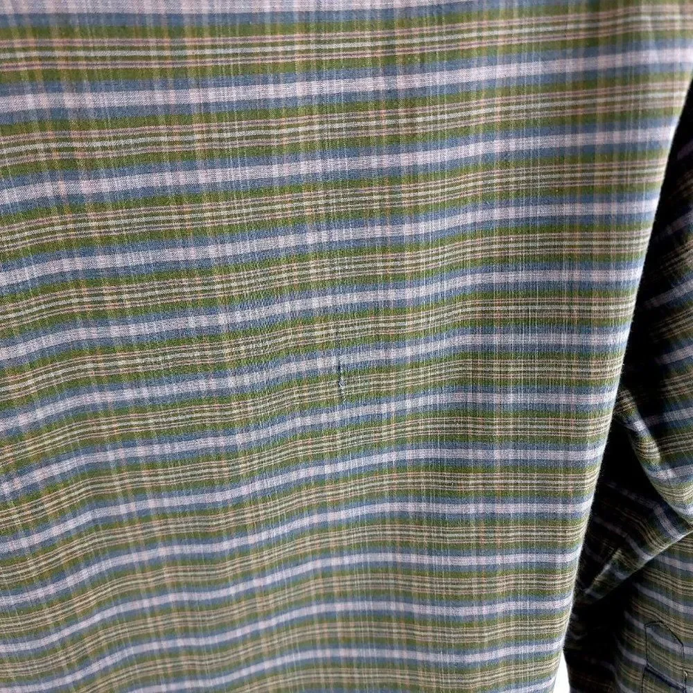 Banana Republic Green Plaid Medium Cotton Pocket Front Collared Dress‎ Shirt